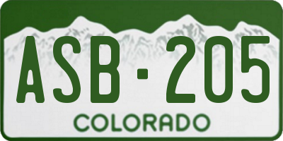 CO license plate ASB205