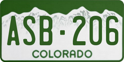 CO license plate ASB206