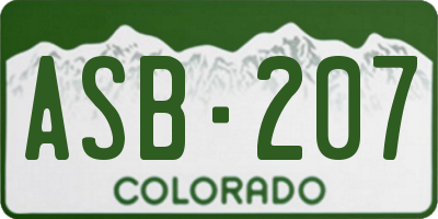 CO license plate ASB207