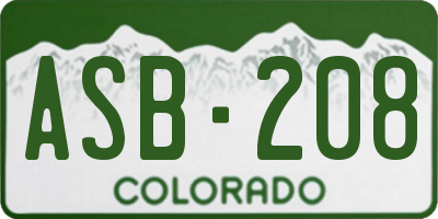 CO license plate ASB208