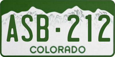 CO license plate ASB212