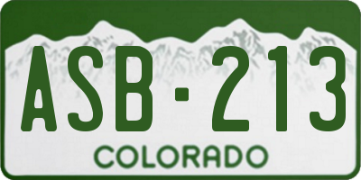 CO license plate ASB213