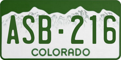 CO license plate ASB216