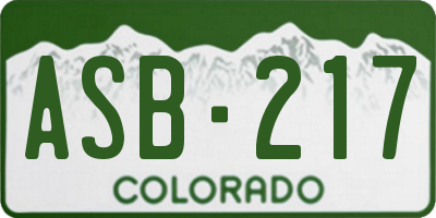 CO license plate ASB217