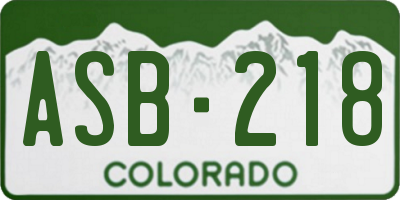 CO license plate ASB218