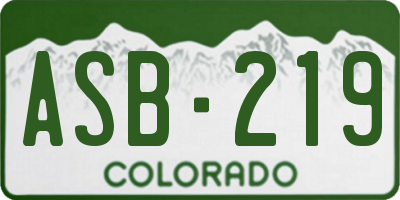 CO license plate ASB219