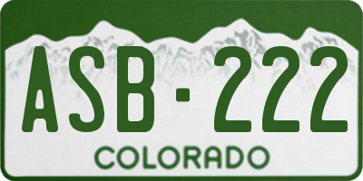 CO license plate ASB222