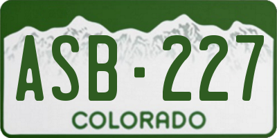 CO license plate ASB227