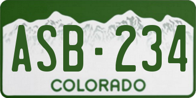 CO license plate ASB234