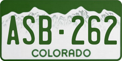 CO license plate ASB262