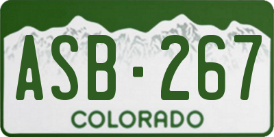 CO license plate ASB267