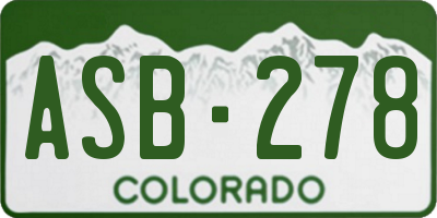 CO license plate ASB278