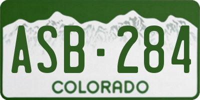 CO license plate ASB284