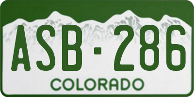 CO license plate ASB286