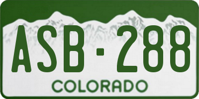 CO license plate ASB288