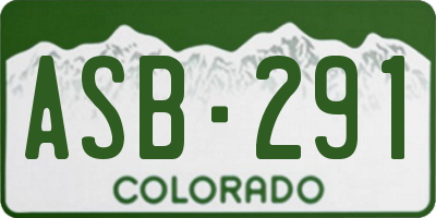 CO license plate ASB291