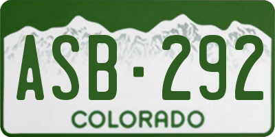 CO license plate ASB292