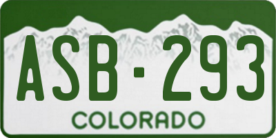 CO license plate ASB293
