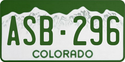 CO license plate ASB296