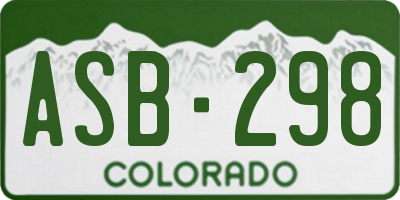 CO license plate ASB298