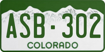 CO license plate ASB302