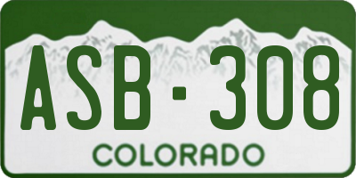 CO license plate ASB308