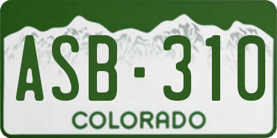 CO license plate ASB310