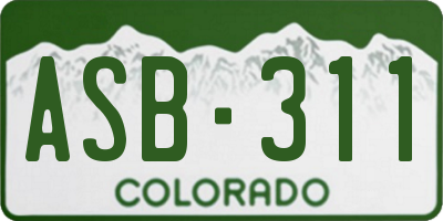 CO license plate ASB311