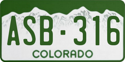 CO license plate ASB316