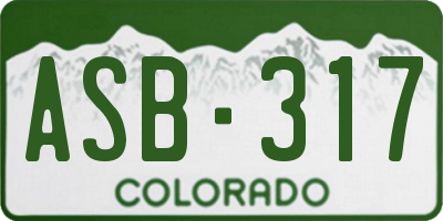 CO license plate ASB317