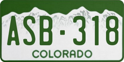 CO license plate ASB318
