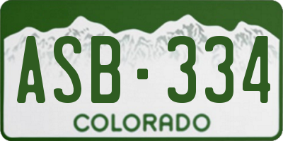 CO license plate ASB334