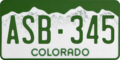 CO license plate ASB345