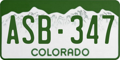 CO license plate ASB347