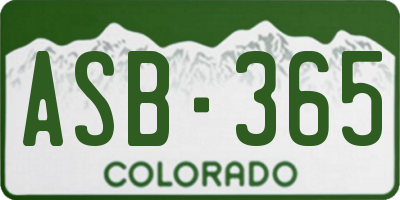 CO license plate ASB365