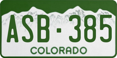 CO license plate ASB385