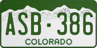 CO license plate ASB386