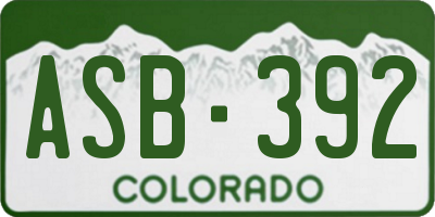 CO license plate ASB392