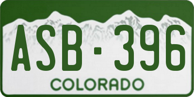 CO license plate ASB396