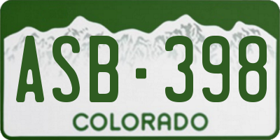 CO license plate ASB398