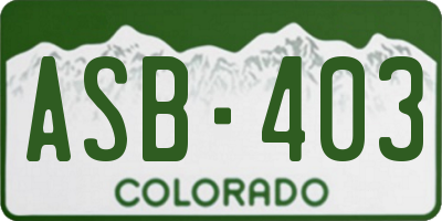 CO license plate ASB403
