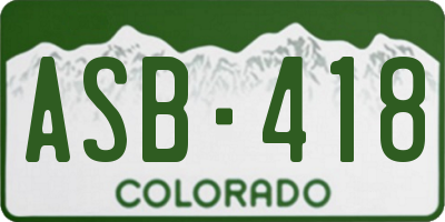 CO license plate ASB418