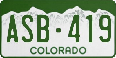 CO license plate ASB419