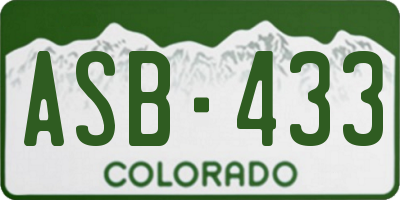 CO license plate ASB433