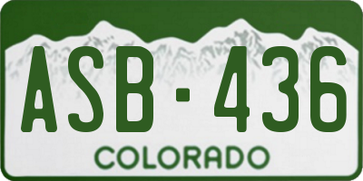 CO license plate ASB436