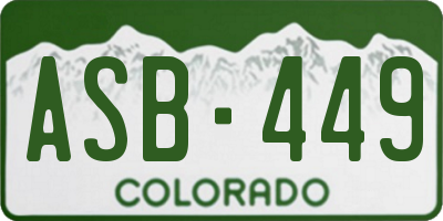 CO license plate ASB449