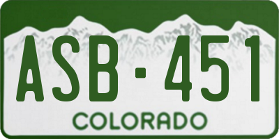 CO license plate ASB451