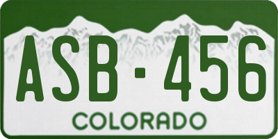 CO license plate ASB456