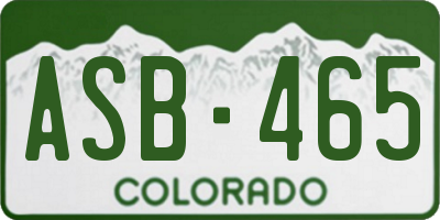 CO license plate ASB465