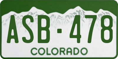 CO license plate ASB478